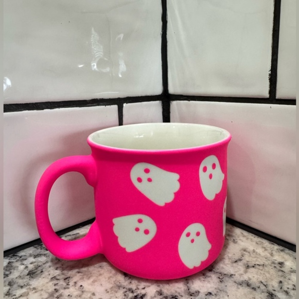 Neon Pink Ghost Mug - Sunday Ceramics